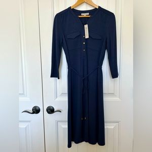 DOWNEAST de Collection Dress, NWT: Casual Navy colored dress, tie waist, Size M